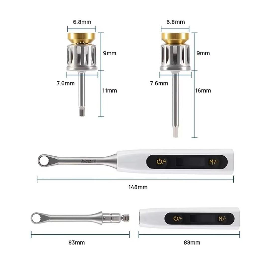 Kit universel de clé dynamométrique électrique dentaire (16 embouts + étui)