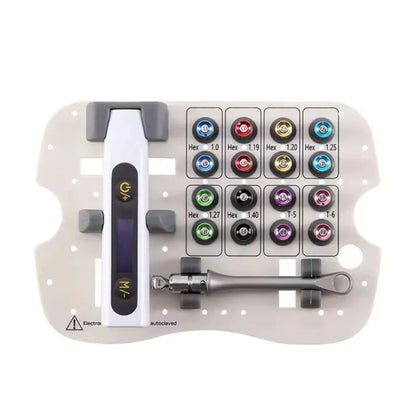 Kit universel de clé dynamométrique électrique dentaire (16 embouts + étui)