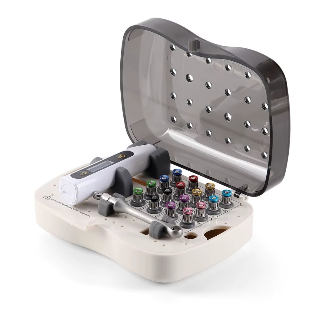 Kit universel de clé dynamométrique électrique dentaire (16 embouts + étui)