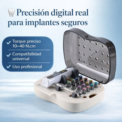 Kit universel de clé dynamométrique électrique dentaire (16 embouts + étui)