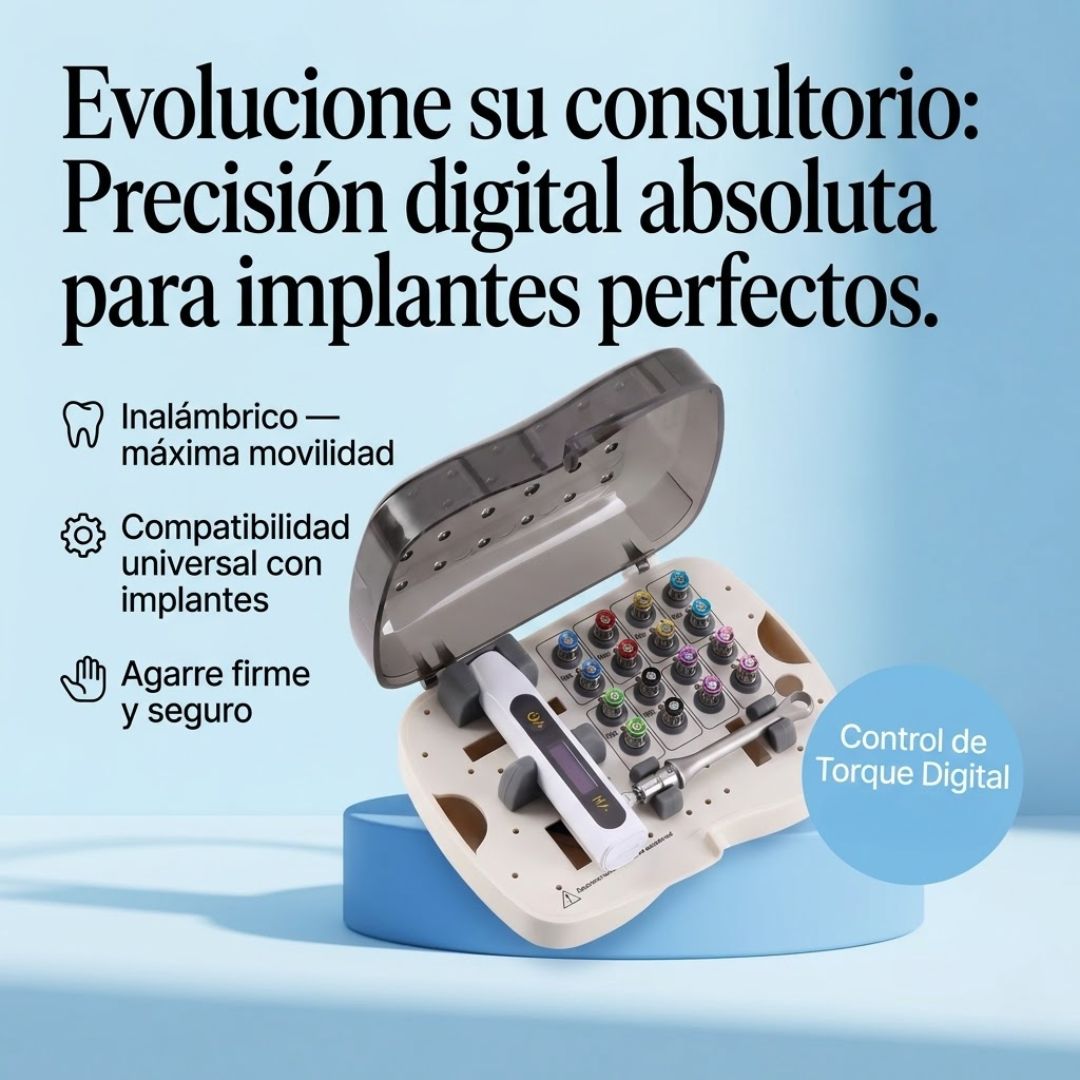 Kit universel de clé dynamométrique électrique dentaire (16 embouts + étui)