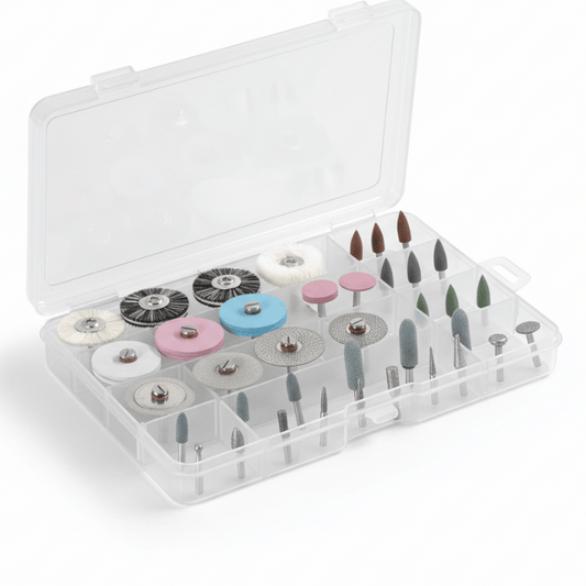 Kit de polissage et finition pour prothèses avec 38 pièces