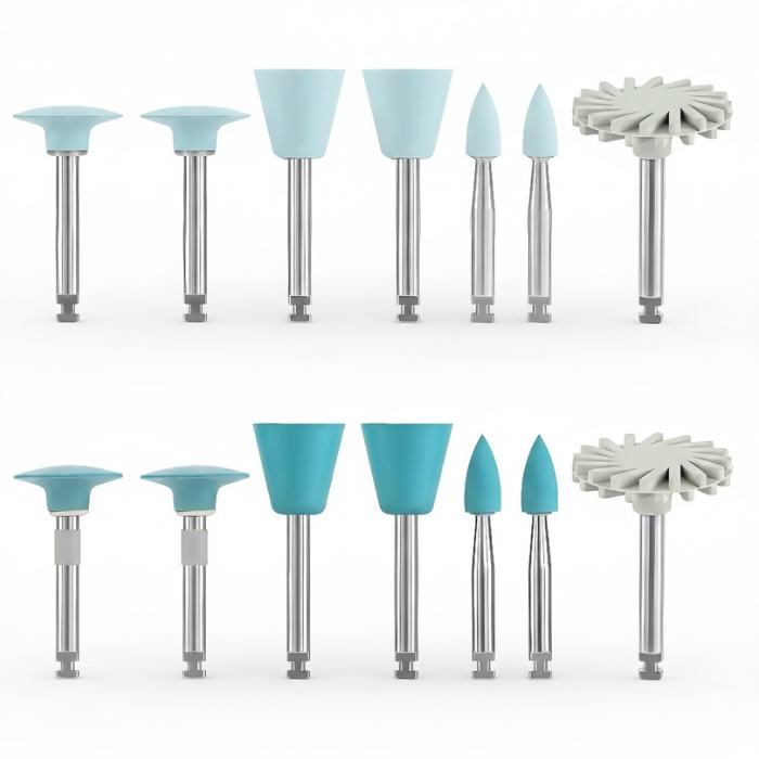 Ensemble de polissage pour résine et porcelaine – 14 pièces (RA 2,35 mm universel) à basse vitesse