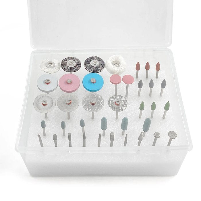 Kit de polissage et finition pour prothèses avec 38 pièces