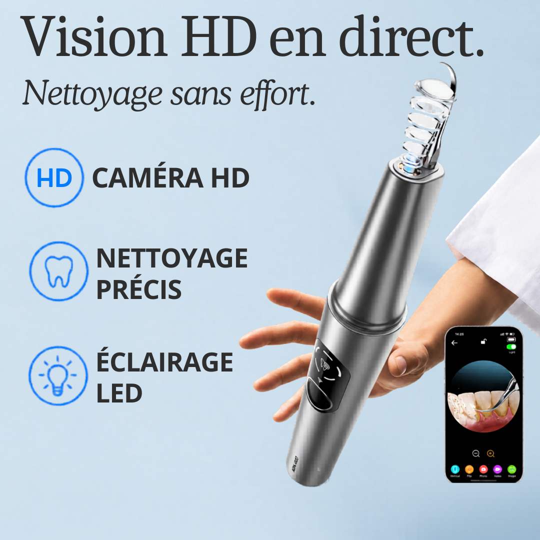 [locale:fr] Détartreur dentaire à ultrasons avec caméra HD : vision HD en direct, nettoyage précis, lumière LED